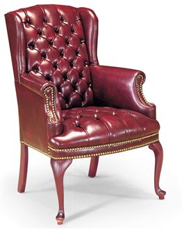 Picture of High Back Traditional Tufted Wing Back Leather Chair