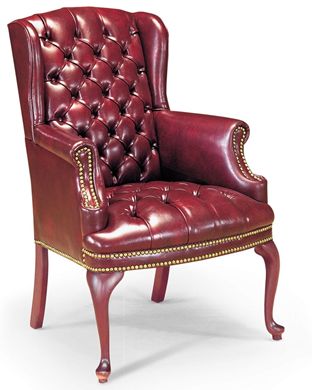 Picture of High Back Traditional Tufted Wing Back Leather Chair