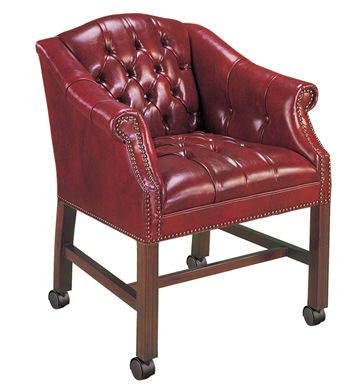 Picture of Reception Lounge Traditional Tufted Mobile Club Arm Leather Chair