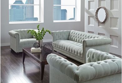 Picture of Reception Lounge Traditional Tufted Sofa with Matching Club Chairs