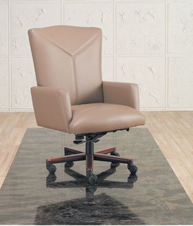 Picture of Traditional High Back Conference Chair with Wood Base