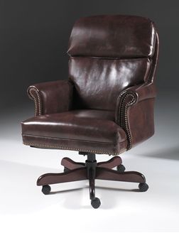 Picture of Traditional Executive High Back Office Conference Chair with Wood Base