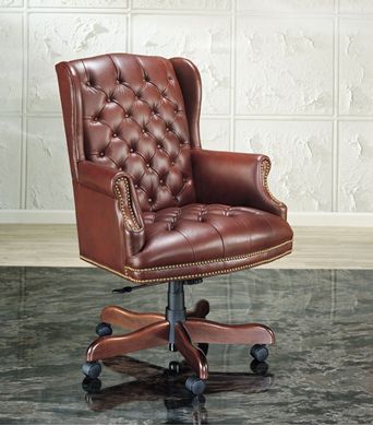 Picture of Traditional Executive High Back Tufted Conference Chair with Wood Base