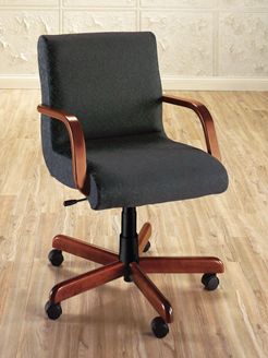 Picture of Mid Back Swivel Wood Arms Office Conference Chair