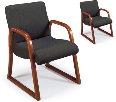 Picture of Set of 2, Guest Visitor Wood Frame Sled Base Arm Chair