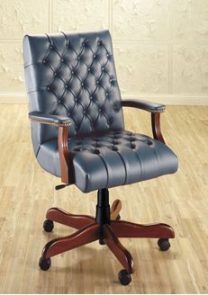 Picture of Traditional High Back Tufted Conference Chair with Wood Base
