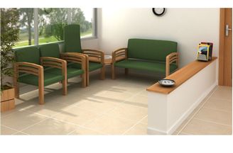 Picture of Reception Lounge Wood Arm Chairs with Loveseat Bench