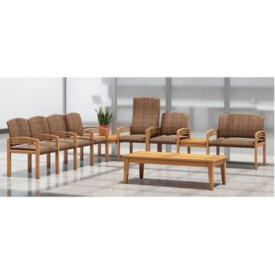 Picture of Reception Lounge Wood Arm Chairs with Bariatric Bench