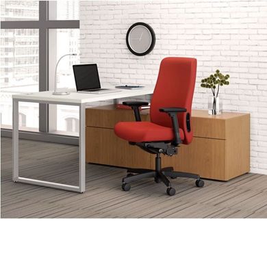 Picture of Contemporary 66" L Shape Office Desk with Filing Storage Credenza