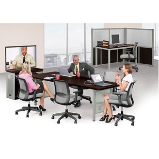 Picture of 8' Conference Table with Corner Panel Divider and 60"W Table Desk