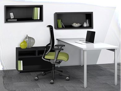 Picture of Contemporary 60" Work Table with Bookcase Storage, Wall Hutch and Task Chair