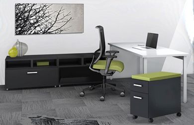 Picture of Contemporary 60" Work Table with Lateral File, Mobile Pedestal and Task Chair