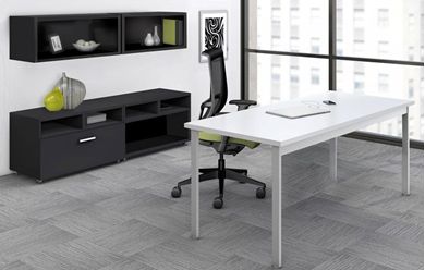 Picture of Contemporary 60" Work Table with Lateral File, Wall Storage and Task Chair