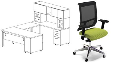 Picture of Contemporary 72" U Shape Desk Station with Ergonomic Task Chair