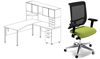 Picture of Contemporary L Shape Desk Workstation with Overhead Storage and Ergonomic Task Chair