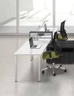 Picture of Teaming 2 Person L Shape Workstation with Power and Ergonomic Chairs