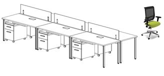 Picture of 6 Person Teaming Workstation with Mobile Pedestals and Ergonomic Chairs