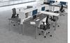 Picture of 4 Person Powered Teaming Bench Workstation with Filing Storage and Ergonomic Seating