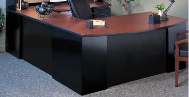 Picture of Bowfront U Shape Steel Office Desk with Filing Pedestals