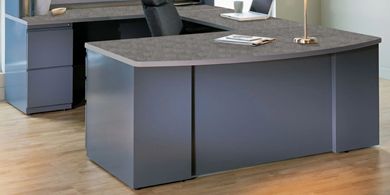Picture of Bowfront U Shape Steel Office Desk with Filing Pedestals