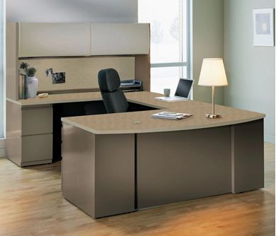 Picture of Bowfront 72" U Shape Steel Office Desk Workstation with Filing and Storage