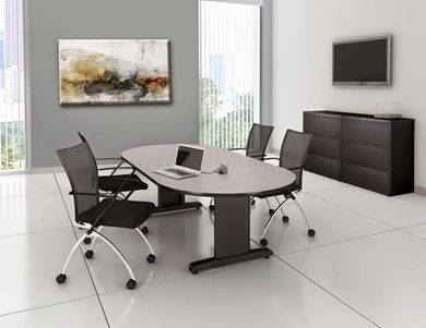 Picture of 72" Oval Conference Table with Nesting Chairs and Lateral File Storage