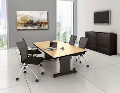 Picture of 72" Rectangular Conference Table with Nesting Chairs and Lateral File Storage
