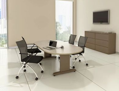 Picture of 72" Oval Conference Table with Nesting Chairs and Lateral File Storage