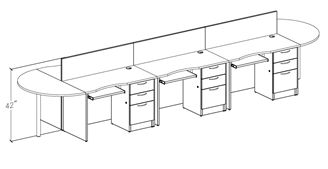 Picture of 6 Person Shared Workstation with Filing Pedestal