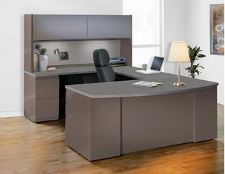 Picture of 72" Bowfront Metal Office Desk Workstation with Filing Storage
