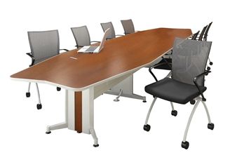 Picture of 18' Boat Shape Contemporary Conference Table and Nesting Chairs