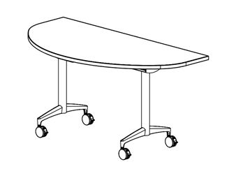 Picture of 48" Half Round Flip Top Mobile Training Table