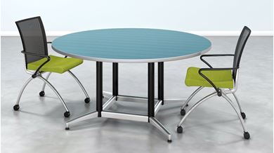 Picture of Contemporary 60" Round Conference Meeting Table with Nesting Chairs