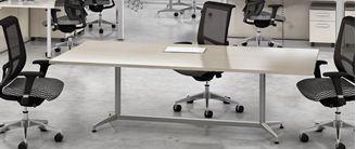 Picture of Contemporary 96" Rectangular Conference Table with Set of 3 Conference Chairs