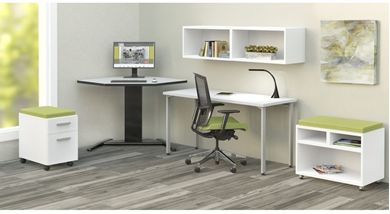 Picture of Powered Corner Desk with Computer Table and Filing Storage