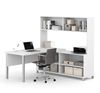 Picture of L-Shaped Desk With Hutch In White