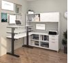 Picture of L-Desk With Hutch Including Electric Height Adjustable Table In White