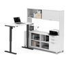 Picture of L-Desk With Hutch Including Electric Height Adjustable Table In White