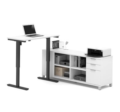 Picture of L-Dek Including Electric Height Adjustable Table In White