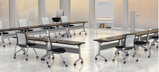 Picture of U Shape Mobile Flip Top Training Meeting Tables Set