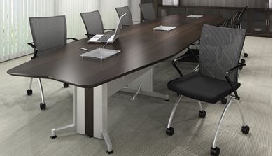 Picture of 24' Conference Table with 8 Mobile Nesting Conference Chairs