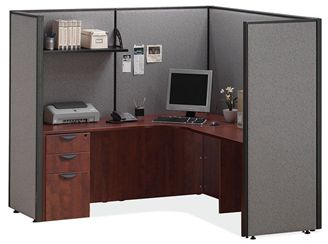 Picture of 72"W L Shape Powered Cubicle Desk Workstation