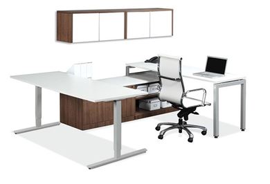 Picture of 72" U Shape Powered Height Adjustable Table with Storage Credenza an Wall Mount