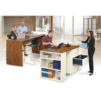 Picture of 60"W Standing Height Desk with Lateral Storage Center