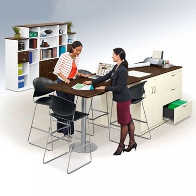 Picture of Standing Height Meeting Table with Multi File Storage and Bookcase Center