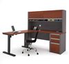 Picture of L Shape Powered Height Adjustable Table with Filing and Overhead Storage