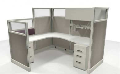 Picture of 6' x 7' Powered Cubicle L Desk Workstation