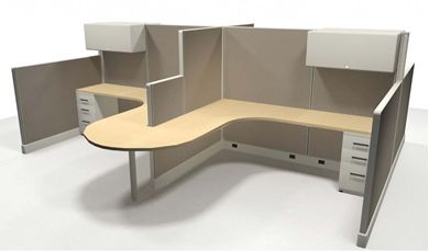 Picture of Cluster of 4, 7' x 7' Shared Desk Cubicle Workstation