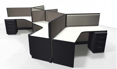 Picture of Cluster of 6 Person Electrified Shared Cubicle  Workstation