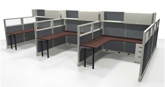 Picture of Cluster of 6 Person, 6' x 6' Powered L Shape Cubicle Workstation